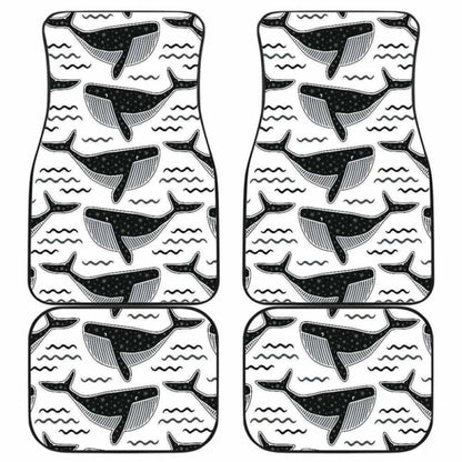 Black Whale Pattern Front And Back Car Mats