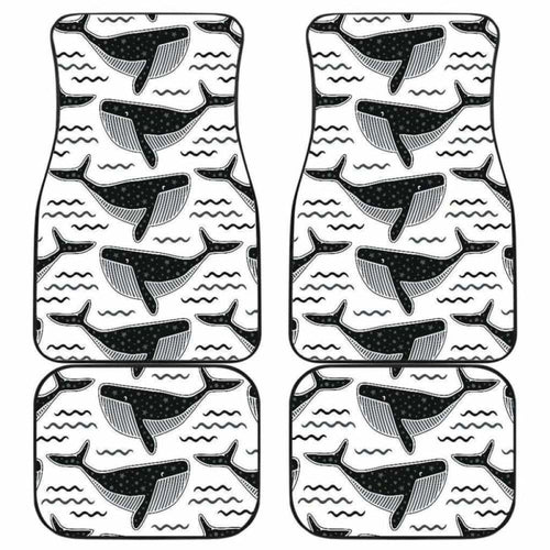 Black Whale Pattern Front And Back Car Mats