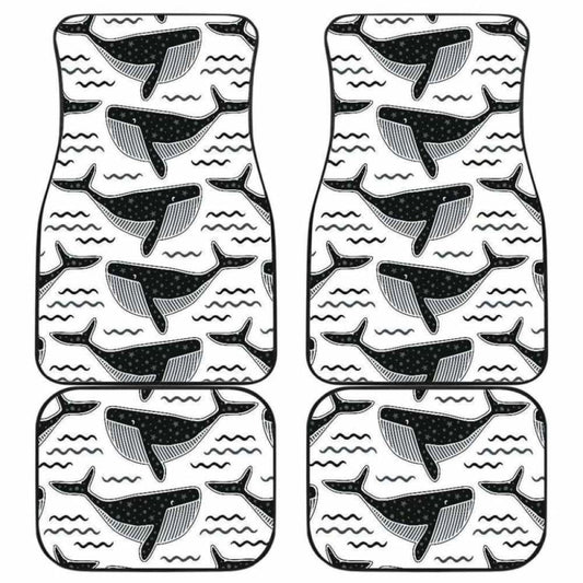 Black Whale Pattern Front And Back Car Mats