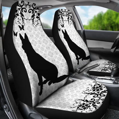 Vintage German Shepherd White Background Car Seat Covers