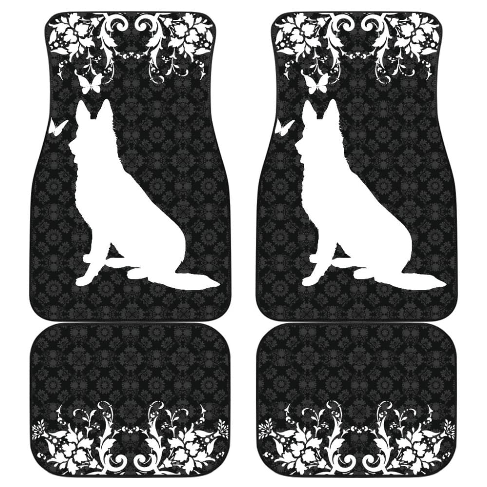 Vintage German Shepherd Black Background Car Floor Mats