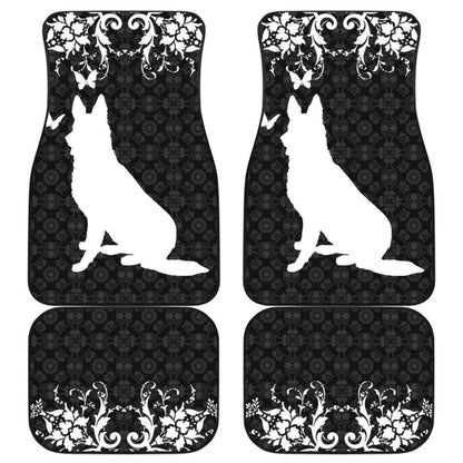 Vintage German Shepherd Black Background Car Floor Mats