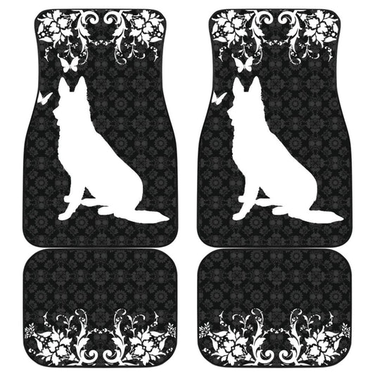 Vintage German Shepherd Black Background Car Floor Mats