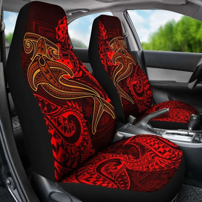 Samoa Car Seat Covers - Red Shark Polynesian Tattoo -