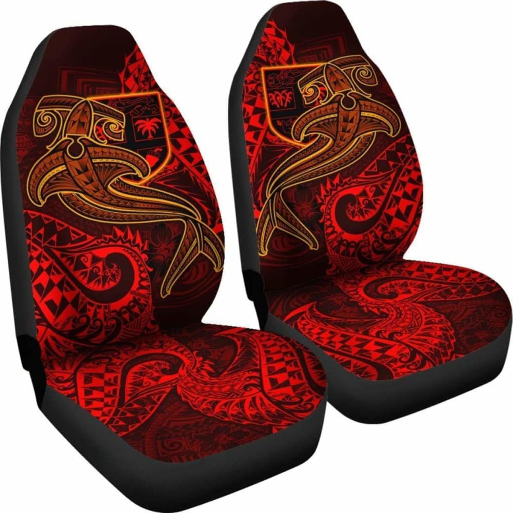 Fiji Car Seat Covers  - Red Shark Polynesian Tattoo -