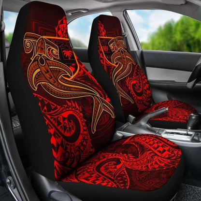 Fiji Car Seat Covers  - Red Shark Polynesian Tattoo -