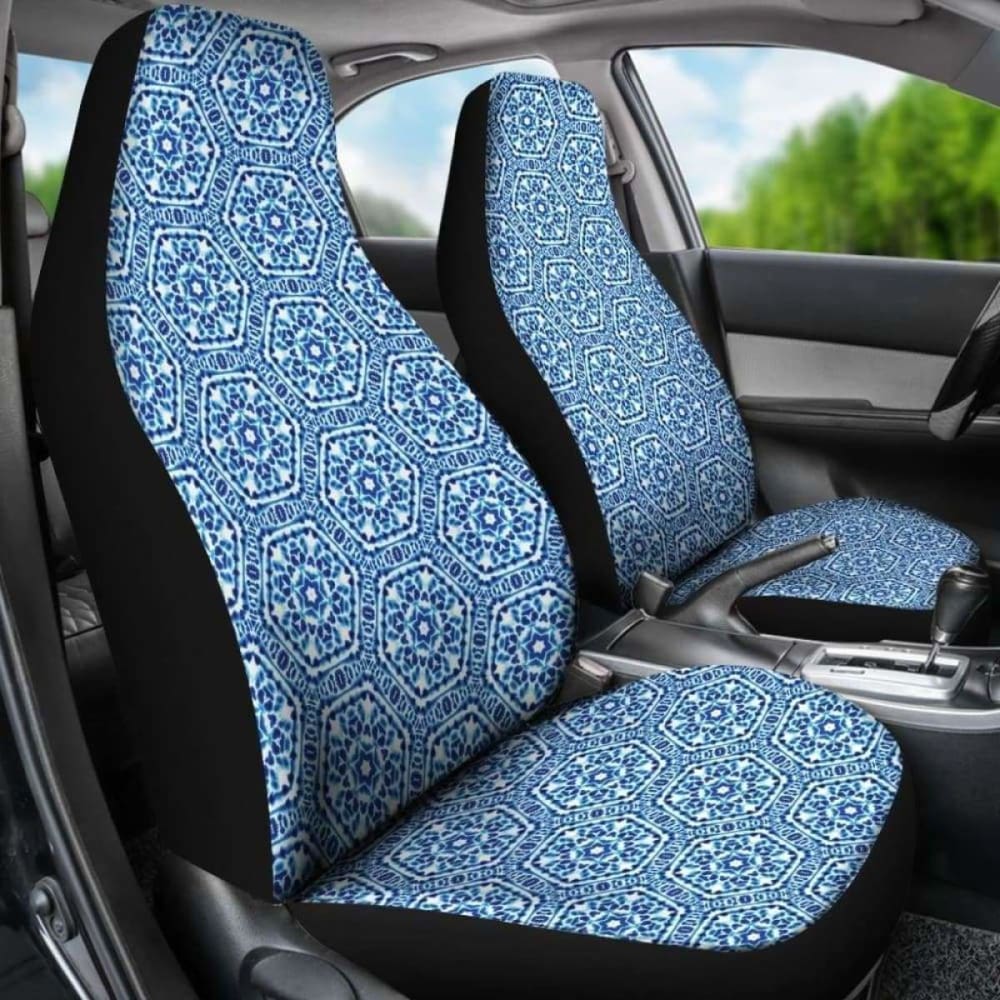 Shibori Blue And White Car Seat Covers Ethnic