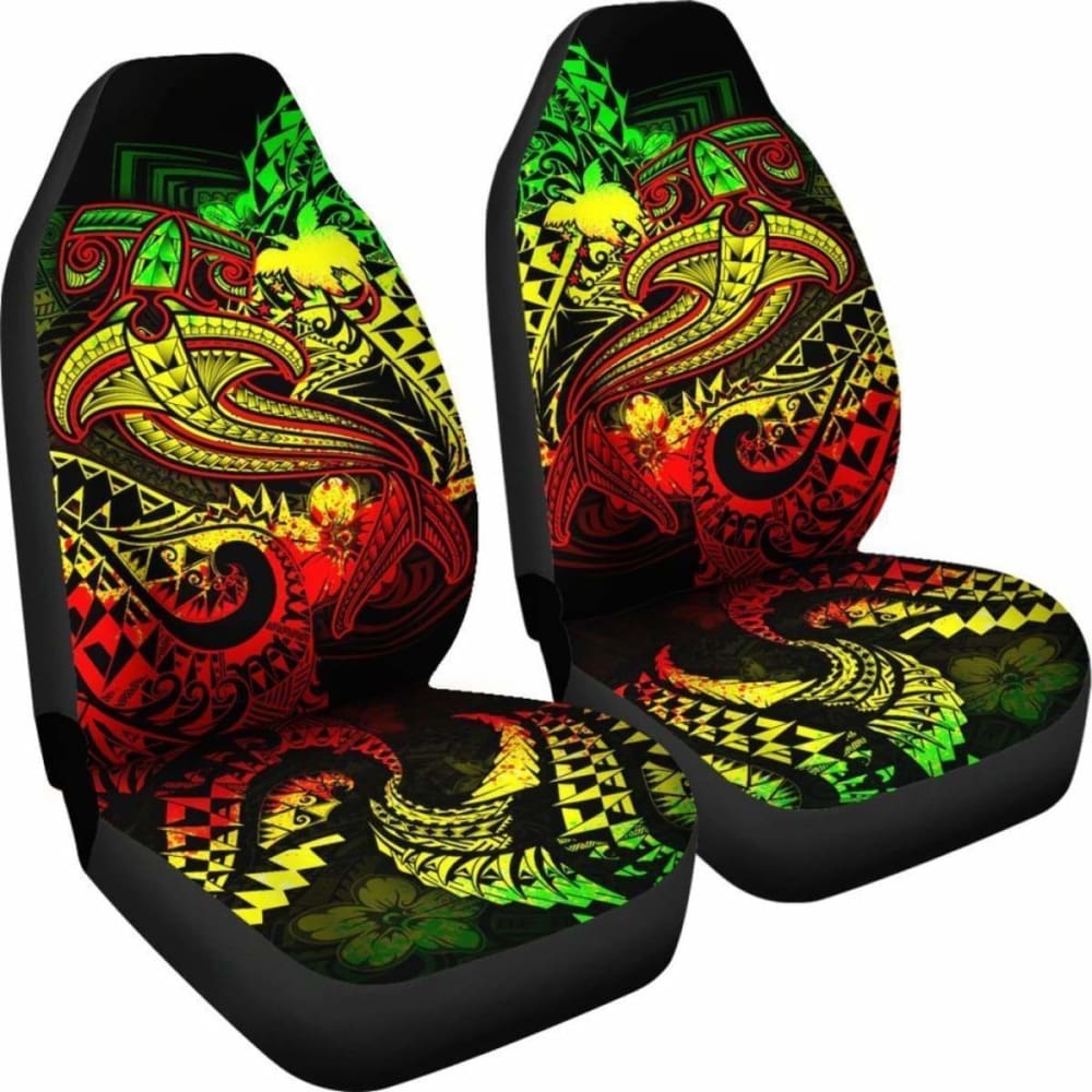 Papua New Guinea Car Seat Covers - Reggae Shark Polynesian Tattoo -