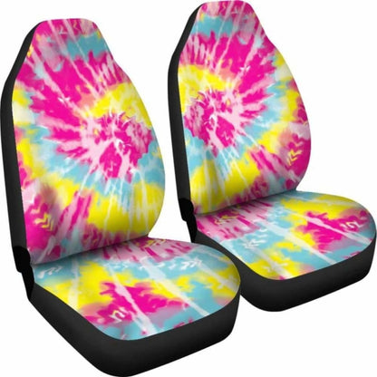 Tie Dye Car Seat Covers Pink Yellow Blue Bright