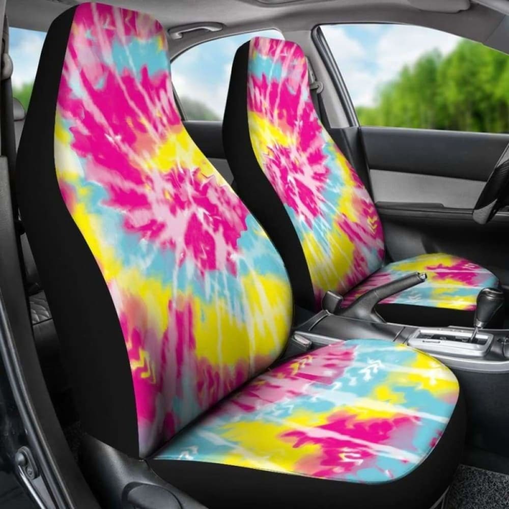 Tie Dye Car Seat Covers Pink Yellow Blue Bright