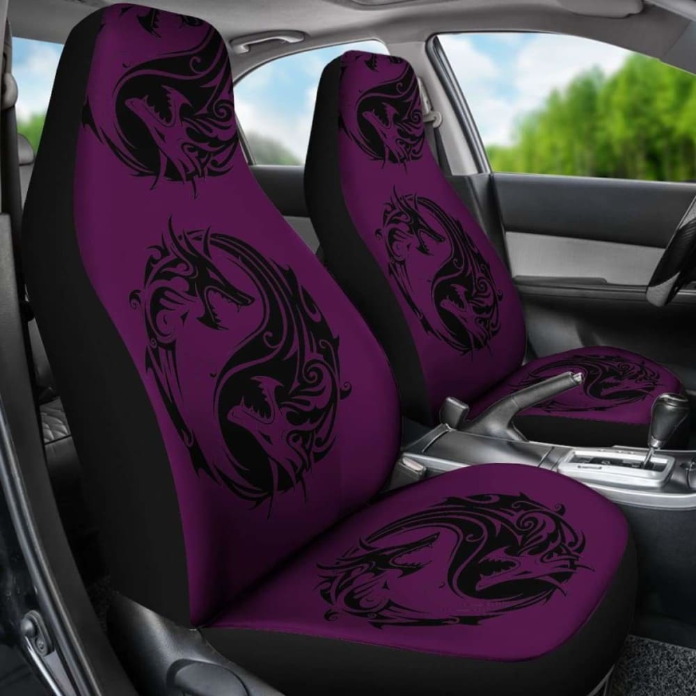 Purple Yin Yang Dragons Car Seat Covers