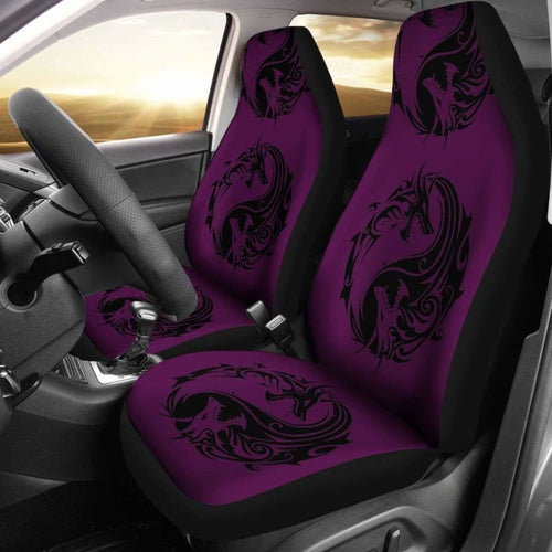 Purple Yin Yang Dragons Car Seat Covers