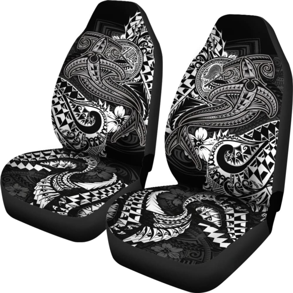American Samoa Car Seat Covers - White Shark Polynesian Tattoo -
