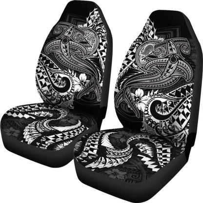 American Samoa Car Seat Covers - White Shark Polynesian Tattoo -
