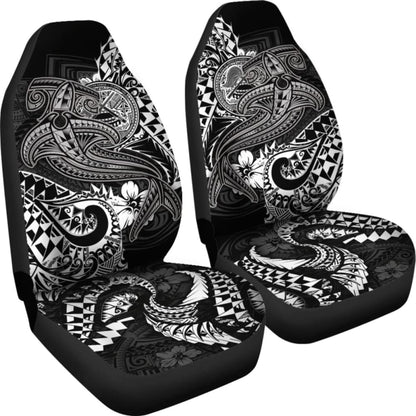 American Samoa Car Seat Covers - White Shark Polynesian Tattoo -