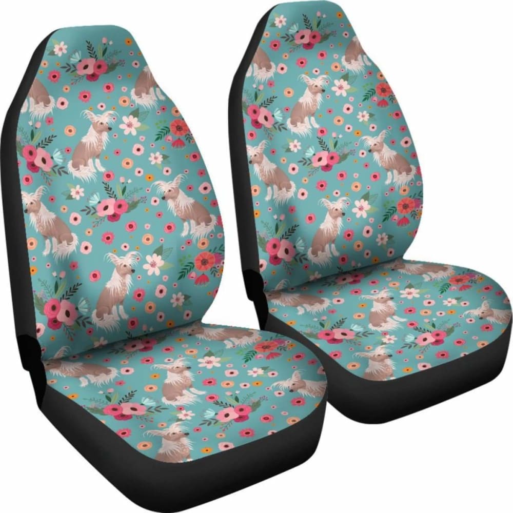 Chinese Crested Flower Car Seat Cover