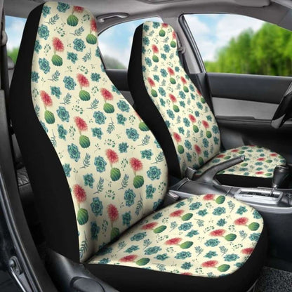 Cactus And Succulent Pattern Car Seat Covers Cream Light Pattern