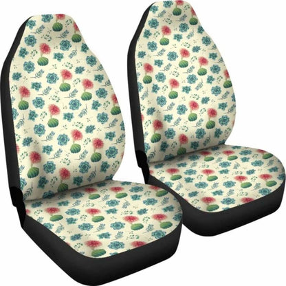 Cactus And Succulent Pattern Car Seat Covers Cream Light Pattern