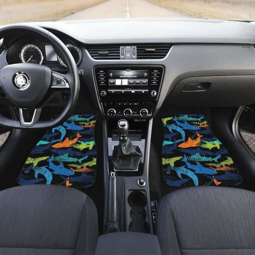 Colorful Shark Front And Back Car Mats