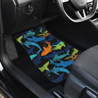 Colorful Shark Front And Back Car Mats