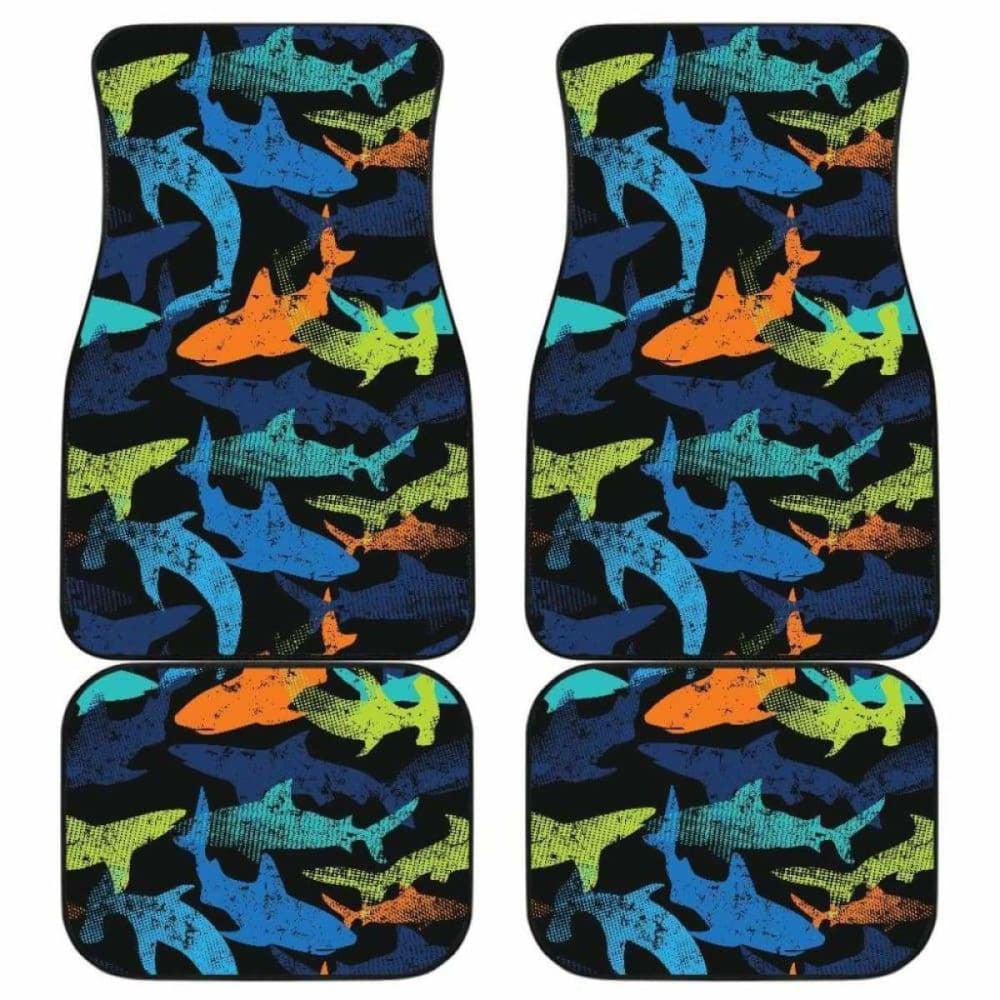Colorful Shark Front And Back Car Mats