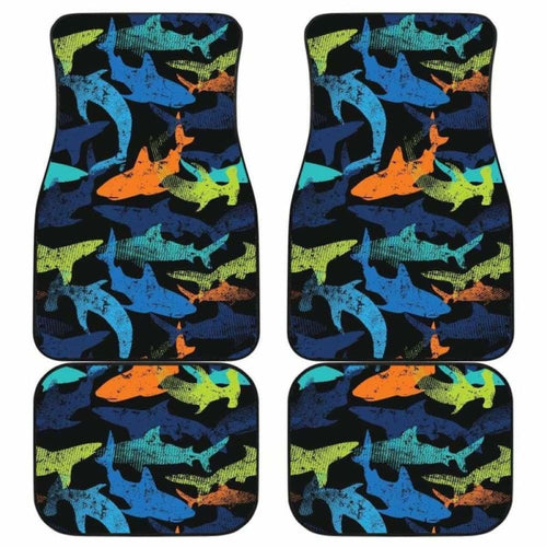 Colorful Shark Front And Back Car Mats