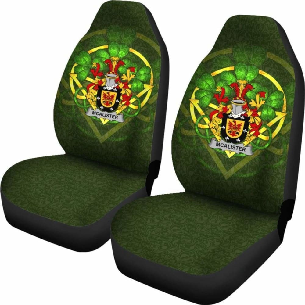 Alister Or Mcalister \bIreland Car Seat Cover Celtic Shamrock ( Set Of Two)
