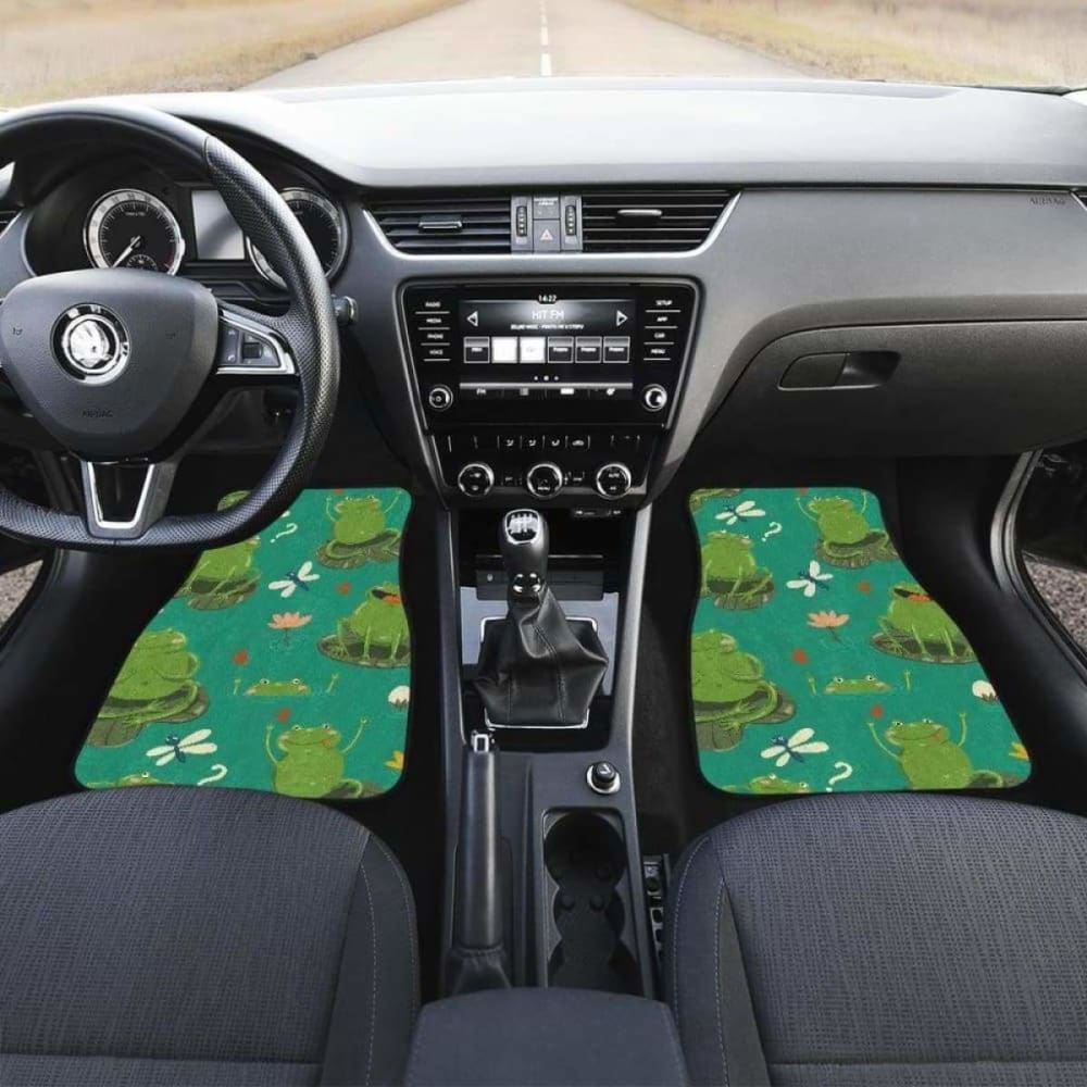 Cute Frog Dragonfly Design Pattern Front And Back Car Mats