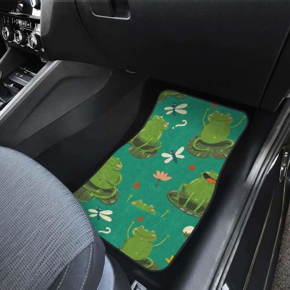 Cute Frog Dragonfly Design Pattern Front And Back Car Mats