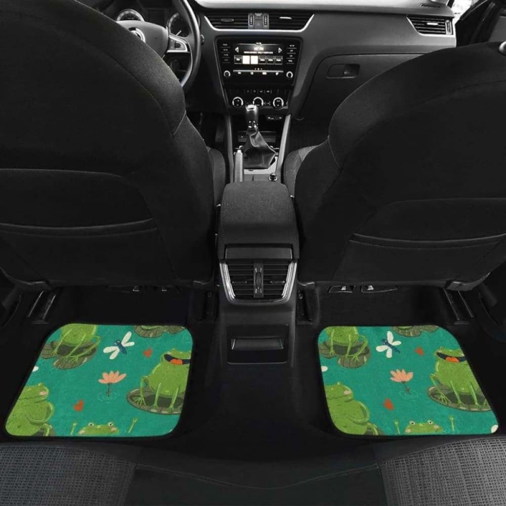 Cute Frog Dragonfly Design Pattern Front And Back Car Mats