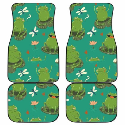 Cute Frog Dragonfly Design Pattern Front And Back Car Mats