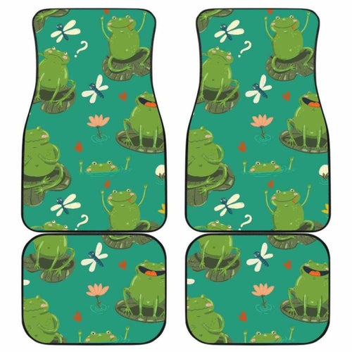 Cute Frog Dragonfly Design Pattern Front And Back Car Mats