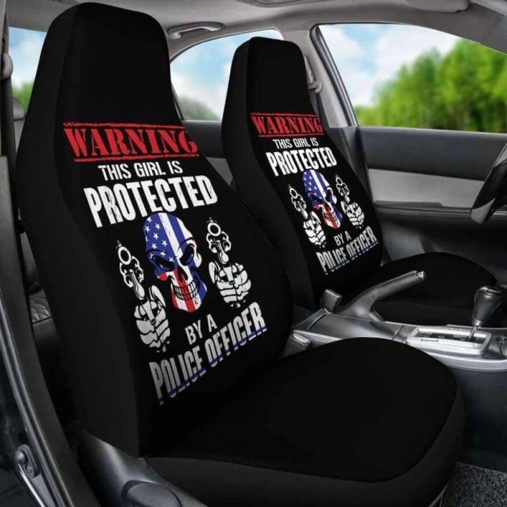 Girl is Protected by a Police Officer Car Seat Covers