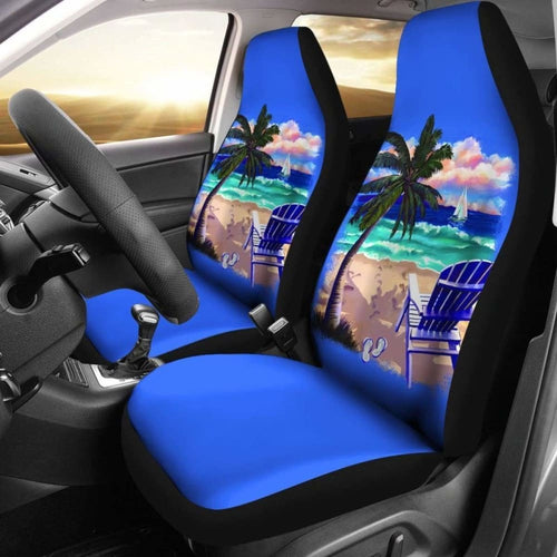 Beach Chair Palm Tree Blue Seat Covers