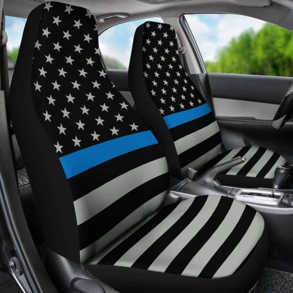Thin Blue Line Flag Car Seat Covers