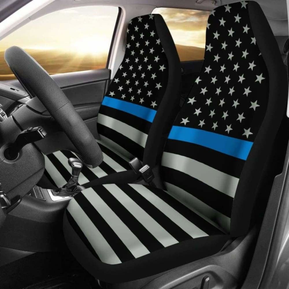 Thin Blue Line Flag Car Seat Covers