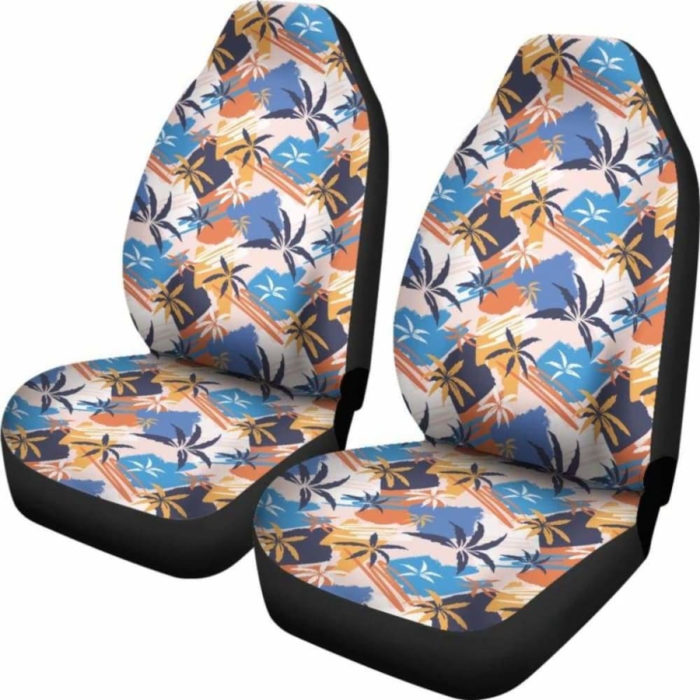 Blue Orange And Yellow Palm Trees Pattern Car Seat Covers