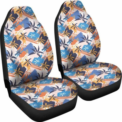 Blue Orange And Yellow Palm Trees Pattern Car Seat Covers
