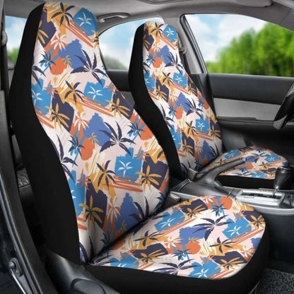 Blue Orange And Yellow Palm Trees Pattern Car Seat Covers