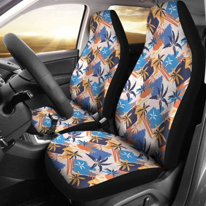 Blue Orange And Yellow Palm Trees Pattern Car Seat Covers