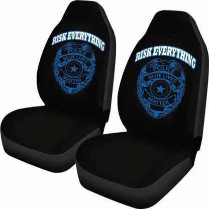 Risk Everything Police Blue Lives Matter Car Seat Covers