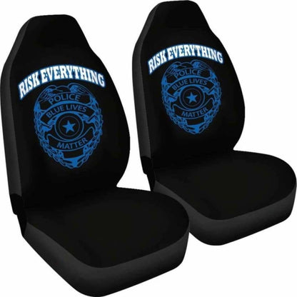 Risk Everything Police Blue Lives Matter Car Seat Covers