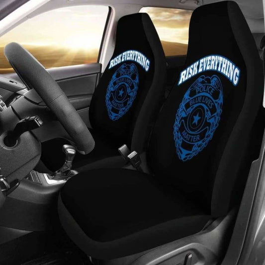 Risk Everything Police Blue Lives Matter Car Seat Covers