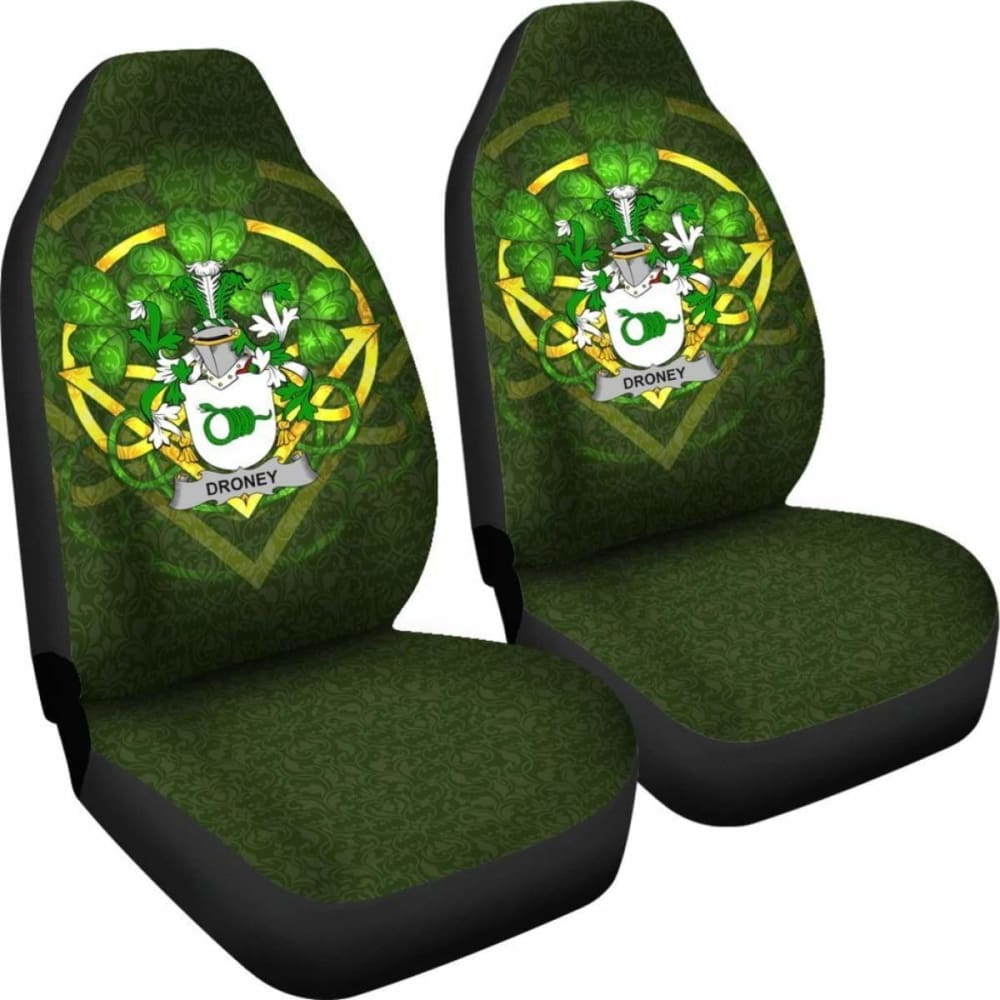 Droney Or O'Droney \bIreland Car Seat Cover Celtic Shamrock ( Set Of Two)