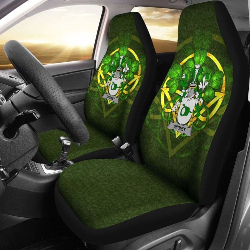Droney Or O'Droney \bIreland Car Seat Cover Celtic Shamrock ( Set Of Two)