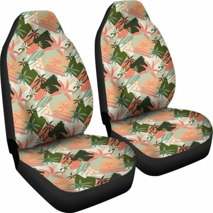 Peach, Green And Coral Palm Tree Pattern Car Seat Covers