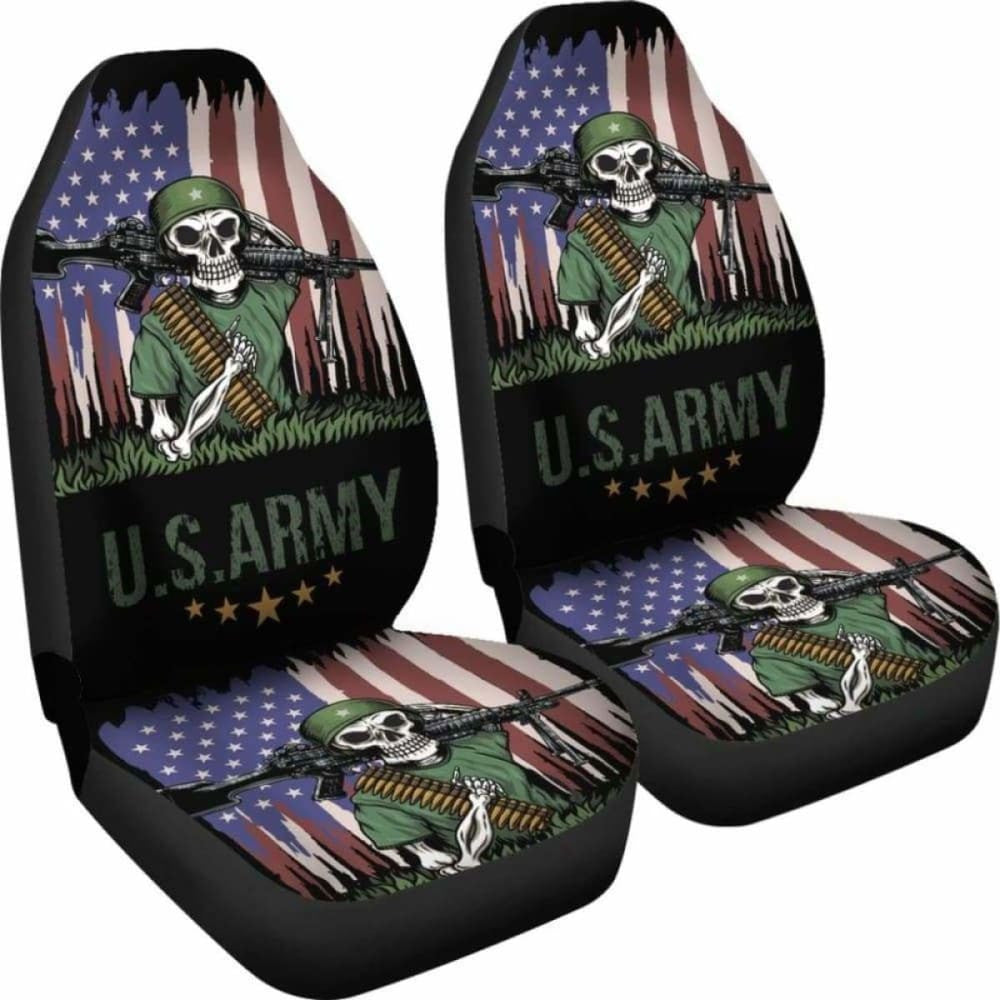 Set Of Us Army Skulls Car Seat Covers