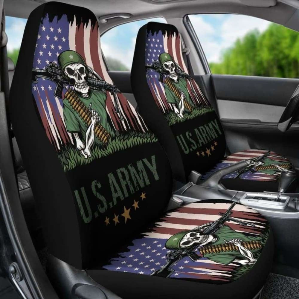 Set Of Us Army Skulls Car Seat Covers
