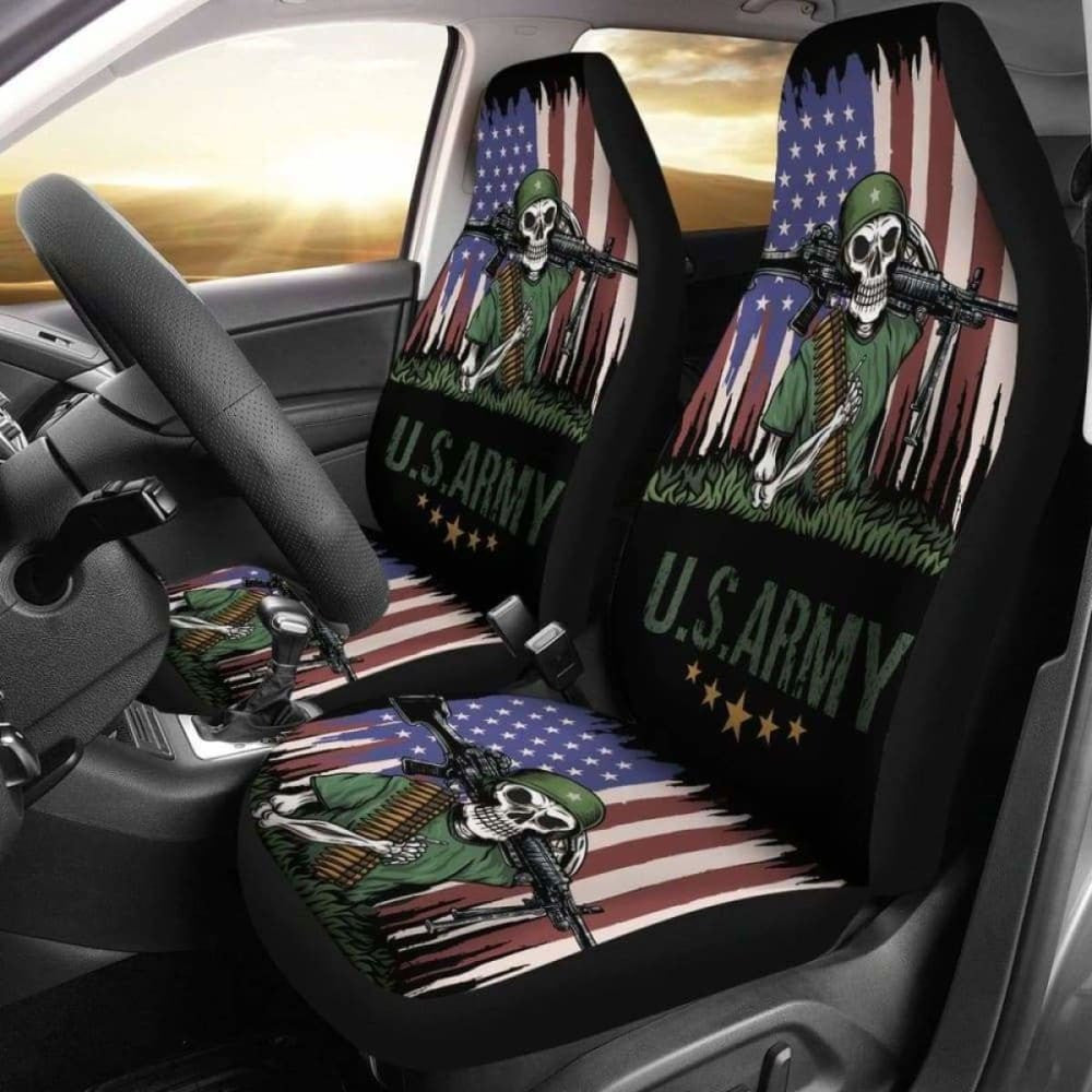 Set Of Us Army Skulls Car Seat Covers