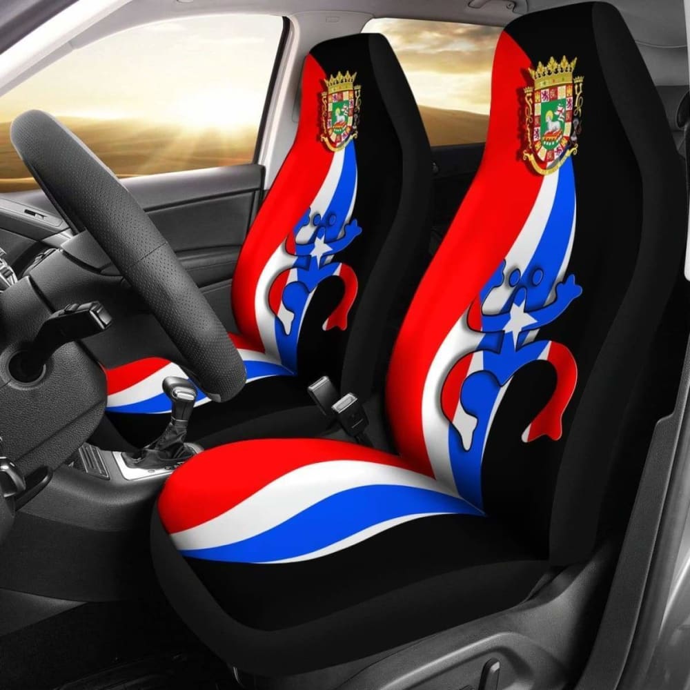 Puerto Rico Car Seat Covers - Flag Coqui Frog -